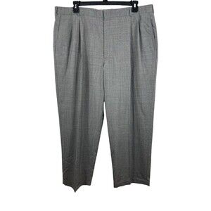 LL Bean Gray Pleated Rolled Cuff 100% Wool Dress Pants Size 42